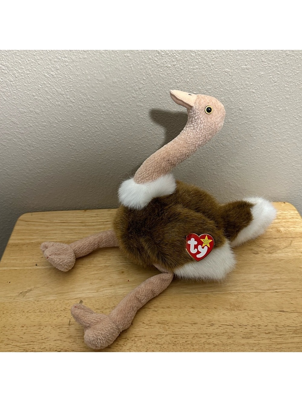 Ty Plush Ostrich Toy - Brown and Cream Beanie Baby